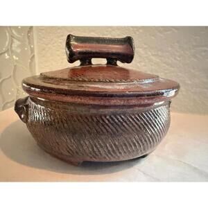 Vallauris Pottery (Gérard Hofmann?) Ceramic Red Glazed trinket bowl with lid